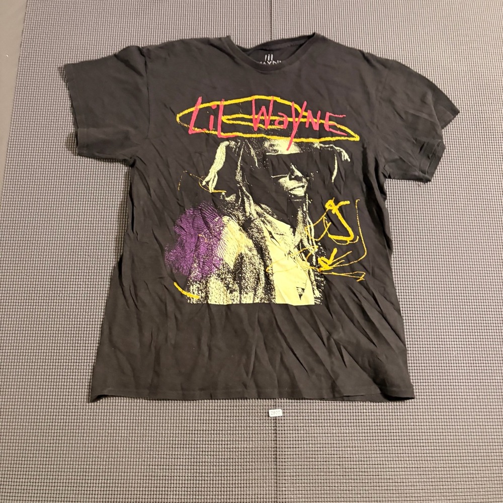 Lil Wayne Graphic T-Shirt Mens Large Black Short Sleeve Crewneck Cotton Tee